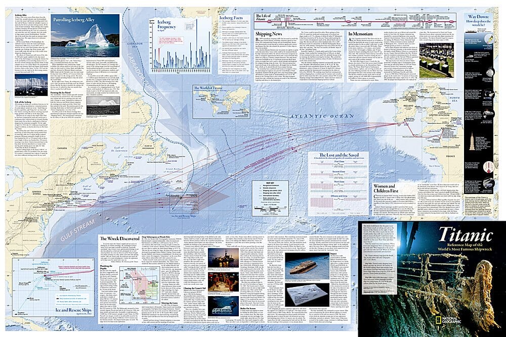 Titanic : Carte murale recto-verso (39 X 26 Inches), en tube | National Geographic carte murale roulée (en tube) National Geographic