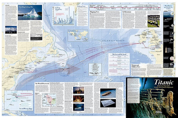 Titanic : Carte murale recto-verso (39 X 26 Inches), en tube | National Geographic carte murale petit tube National Geographic 