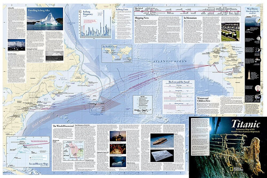 Titanic : Carte murale recto-verso (39 X 26 Inches), en tube | National Geographic carte murale petit tube National Geographic 