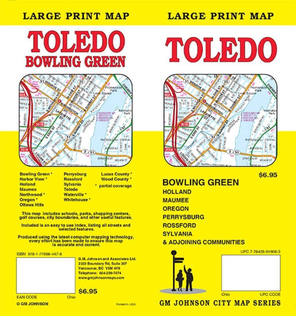 Toledo et Bowling Green - Ohio - gros caractères | GM Johnson plan de ville GM Johnson