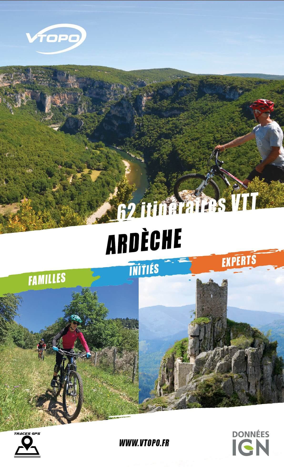 Topoguide cyclo - Ardèche : 62 itinéraires VTT | VTOPO guide cycliste VTOPO Default Title