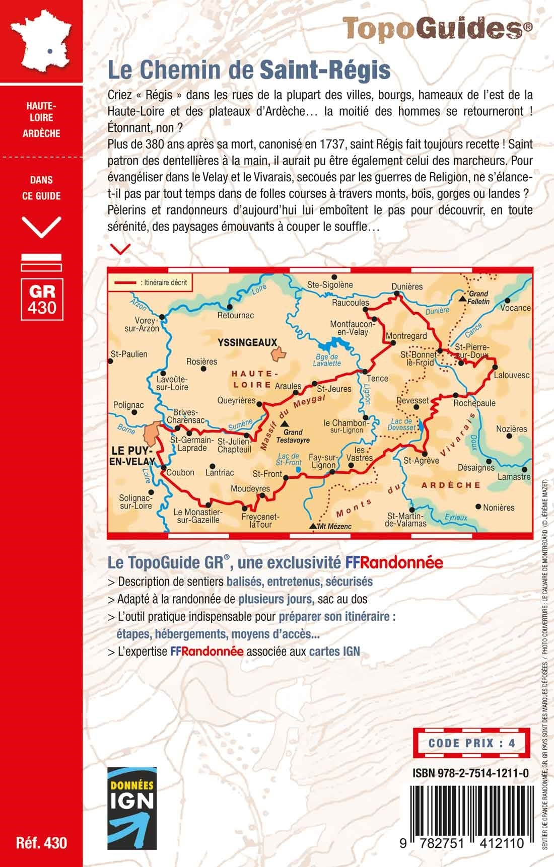 Topoguide de randonnée - Chemin de Saint-Régis, entre Velay et Vivarais - GR430 | FFR guide de randonnée FFR - Fédération Française de Randonnée 