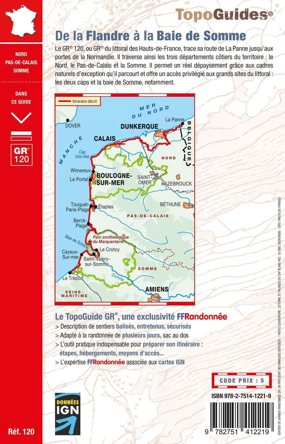 Topoguide de randonnée - De la Flandre à la Baie de Somme - GR120 | FFR guide petit format FFR - Fédération Française de Randonnée 