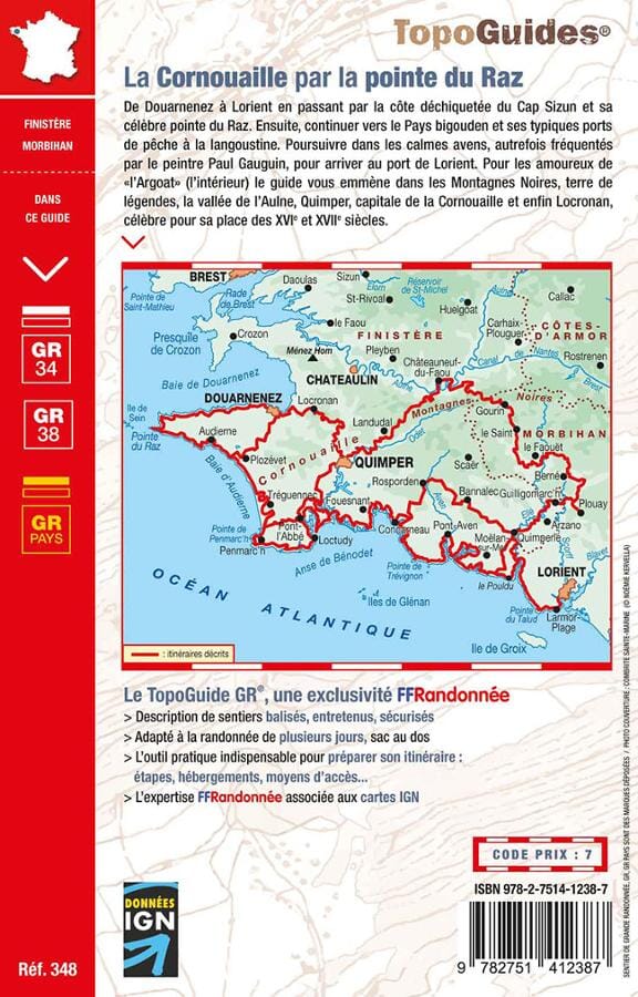 Topoguide de randonnée - La côte de Cornouaille, de la pointe du Raz aux Montagnes Noires - GR34 | FFR guide petit format FFR - Fédération Française de Randonnée 