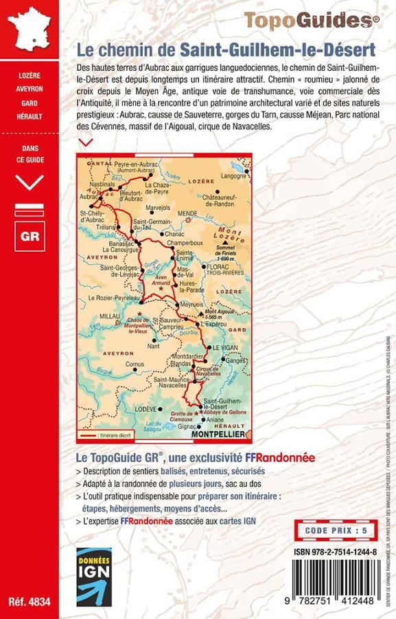 Topoguide de randonnée - Le chemin de Saint-Guilhem-le-Désert (Lozère, Aveyron, Gard, Hérault) - GR65 / GR6 / GR60 / GR62 / GR7 / GR74 / GR670 | FFR guide de randonnée FFR - Fédération Française de Randonnée