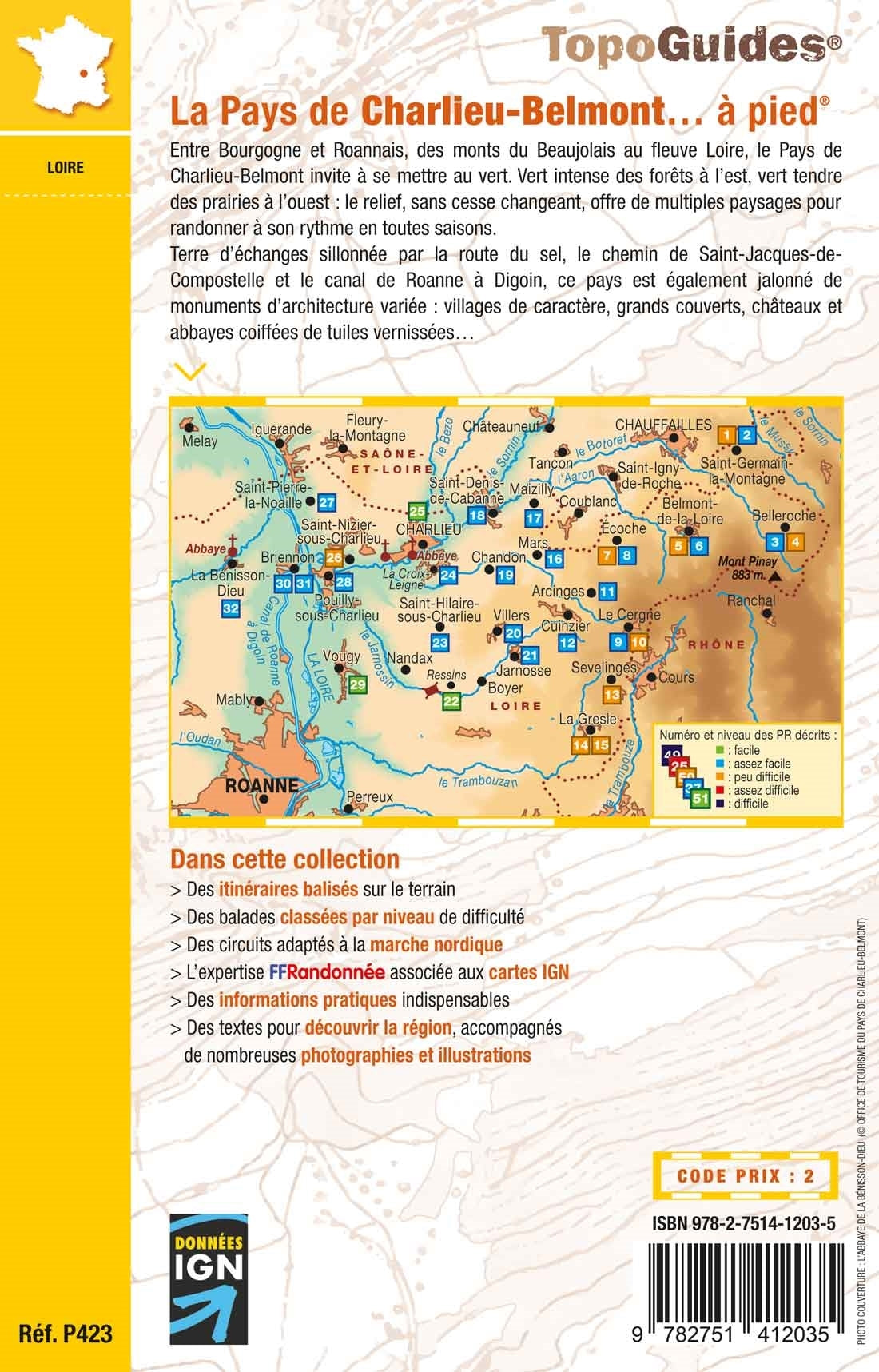 Topoguide de randonnée - Le Pays de Charlieu-Belmont à pied | FFR guide de randonnée FFR - Fédération Française de Randonnée 