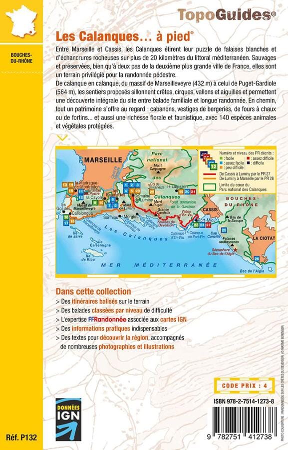 Topoguide de randonnée - Les calanques, Parc National des Calanques | FFR guide petit format FFR - Fédération Française de Randonnée 