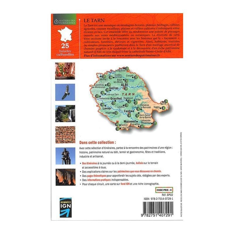 Topoguide de randonnée - Les Sentiers des Patrimoines du Tarn | FFR guide petit format FFR - Fédération Française de Randonnée 