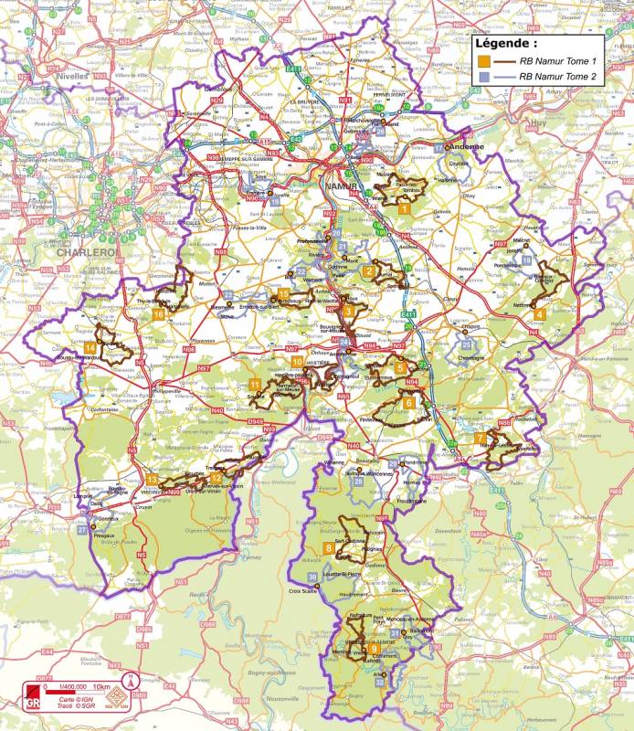 Topoguide de randonnée - Namur, 16 randonnées en boucles dans la province, tome 1 | Les Sentiers de Grande Randonnée guide de randonnée Les Sentiers de Grande Randonnée