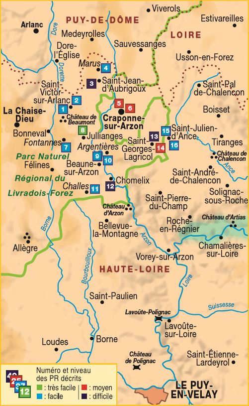 Topoguide de randonnée - Pays de Craponne-sur-Arzon à pied (Haute-Loire) | FFR guide de randonnée FFR - Fédération Française de Randonnée 