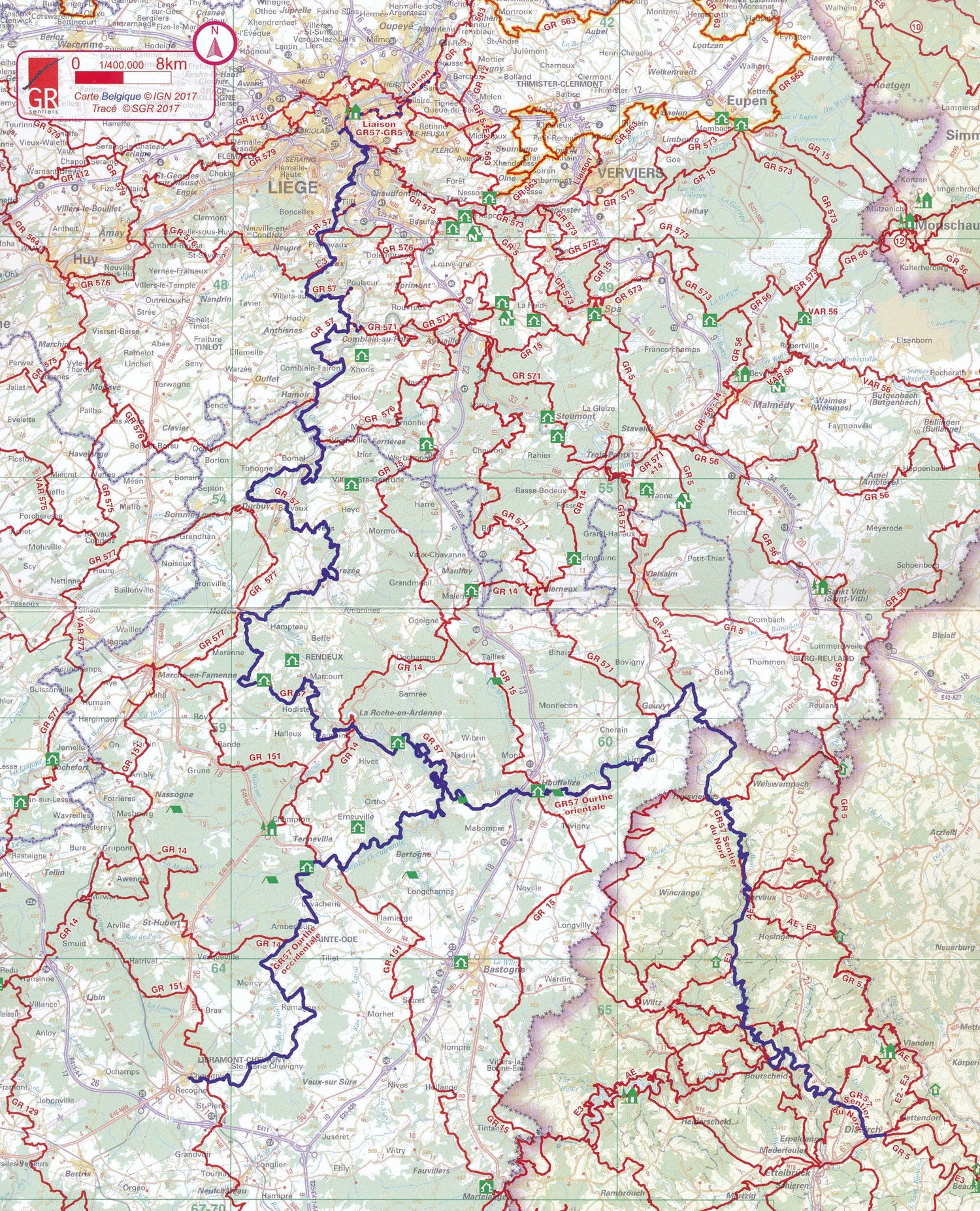 Topoguide de randonnée - Sentier de l'Ourthe & Sentier du Nord - GR57 (Belgique) | Les Sentiers de Grande Randonnée guide de randonnée Les Sentiers de Grande Randonnée 