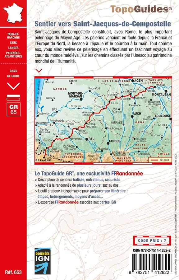 Topoguide de randonnée - Sentier vers Saint-Jacques, via Le Puy - Moissac-Roncevaux - GR65 | FFR guide petit format FFR - Fédération Française de Randonnée 