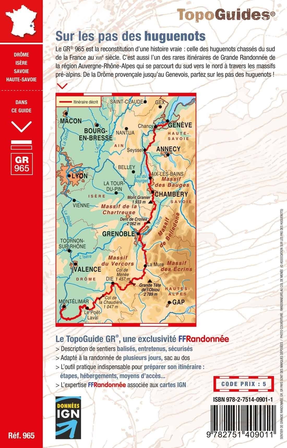 Topoguide de randonnée - Sur les pas des Huguenots, de la Drôme provençale à Genève | FFR guide de randonnée FFR - Fédération Française de Randonnée 