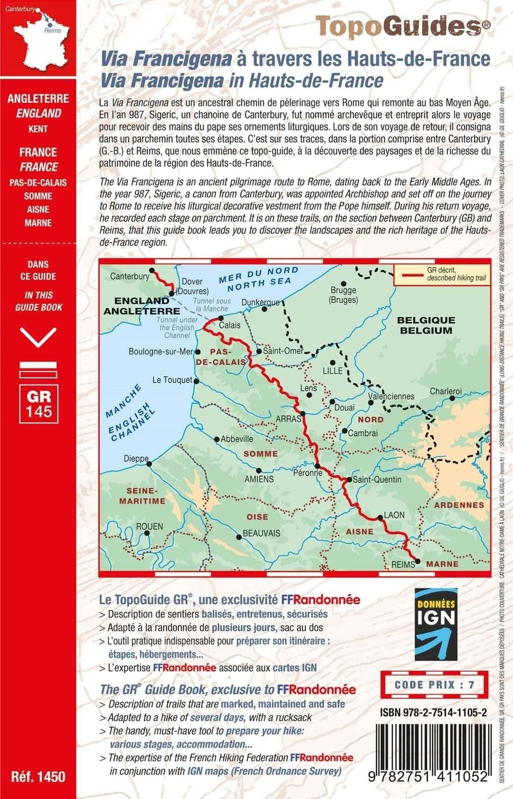 Topoguide de randonnée - Via Francigena, Canterbury à Reims (GR145) | FFR guide de randonnée FFR - Fédération Française de Randonnée 