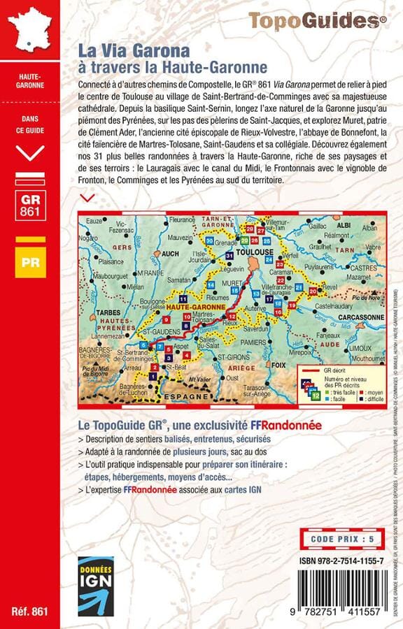 Topoguide de randonnée - Via Garona, à travers la Haute-Garonne vers Saint-Jacques-de-Compostelle - GR861 | FFR guide de randonnée FFR - Fédération Française de Randonnée