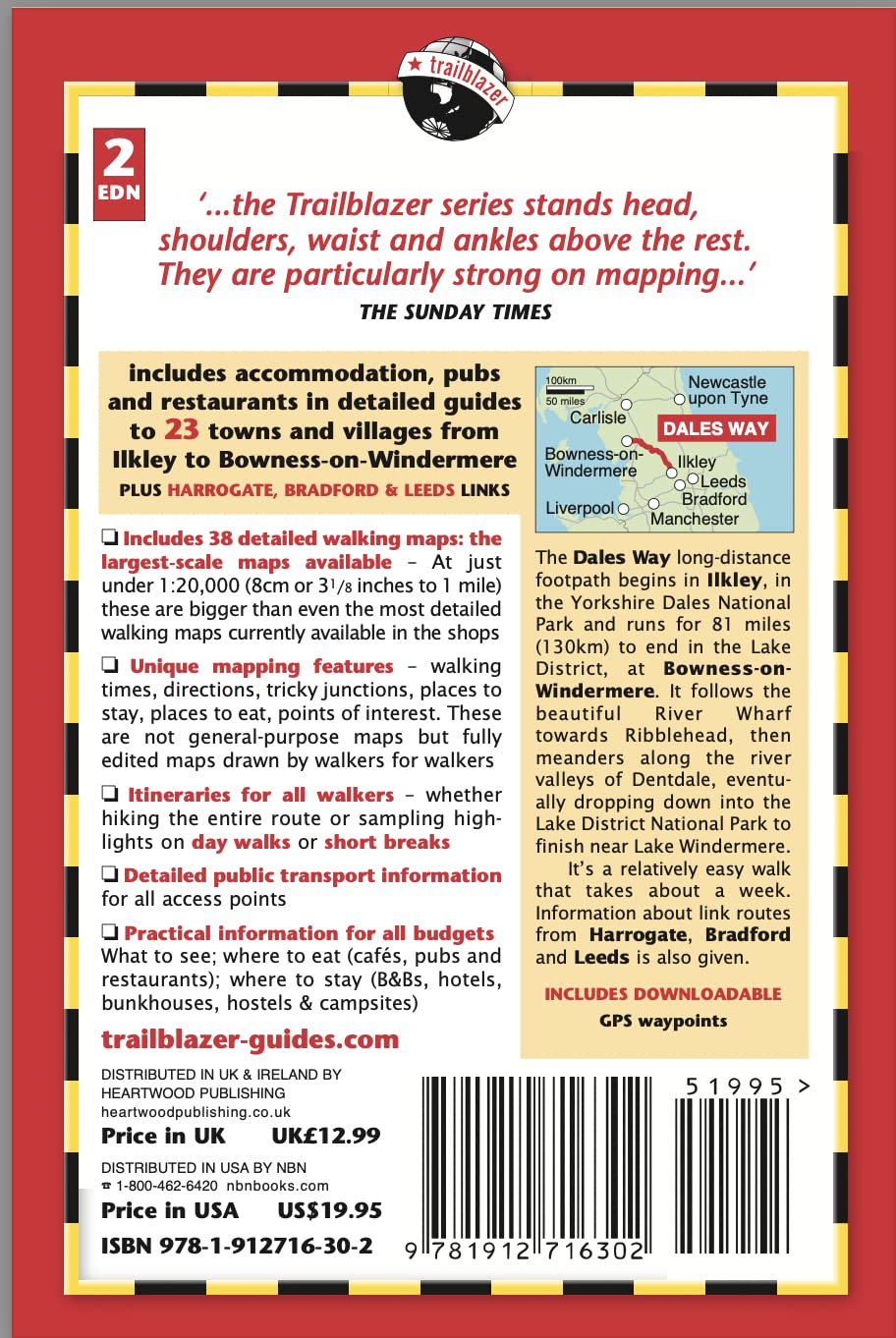 Topoguide de randonnées (en anglais) - Dales Way | Trailblazer guide de conversation Trailblazer 