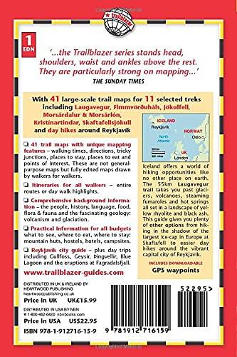 Topoguide de randonnées (en anglais) - Iceland Hiking - with Reykjavik city guide | Trailblazer guide de randonnée Trailblazer 
