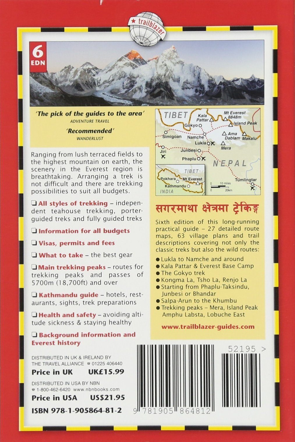Topoguide de randonnées (en anglais) - Trekking in Everest Region | Trailblazer guide de randonnée Trailblazer 