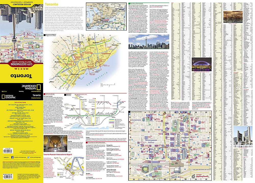 Toronto, Ontario City Destination : Carte et guide de voyage | National Geographic plan de ville National Geographic