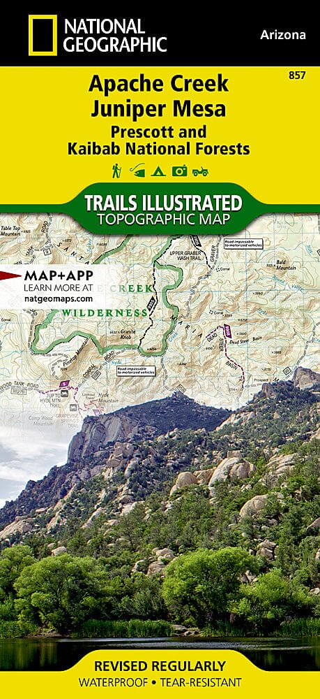 Trails Map of Apache Creek & Juniper Mesa (Prescott & Kaibab National Forests, Arizona), # 857 | National Geographic carte pliée National Geographic 