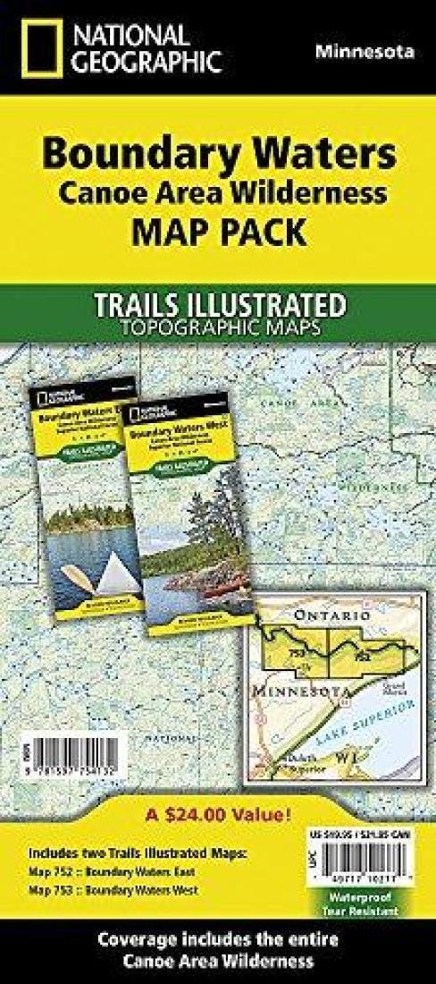 Trails map of Boundary Waters Canoe Area Wilderness, Minnesota - # 752, # 753 (Pack Bundle) | National Geographic