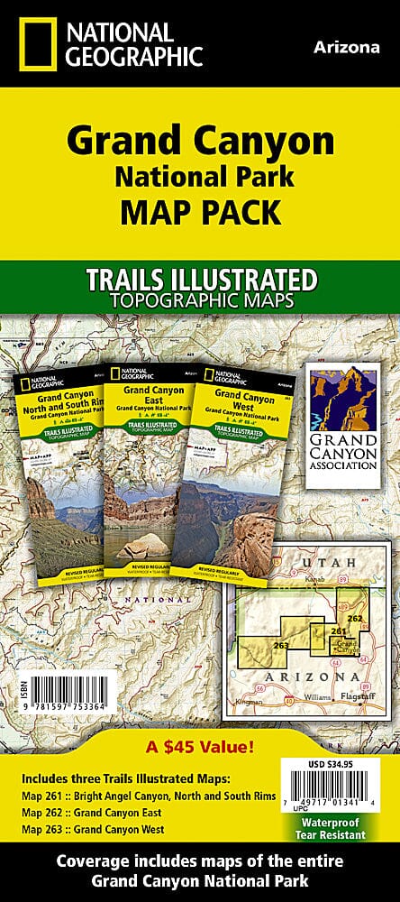 Trails Map of Grand Canyon, # 261, 262, 263 (Pack Bundle) | National Geographic carte pliée National Geographic 