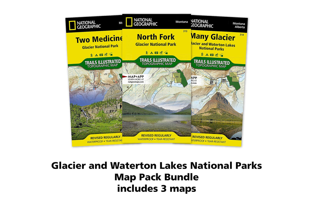 Trails Maps of Glacier & Waterton Lakes National Parks (Montana, Alberta), # 313, 314, 315 (Pack Bundle) | National Geographic carte pliée National Geographic 