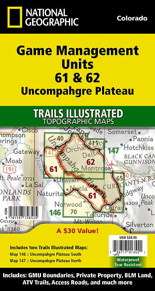 Uncompahgre Plateau GMU (lot de cartes) | National Geographic carte de randonnée National Geographic