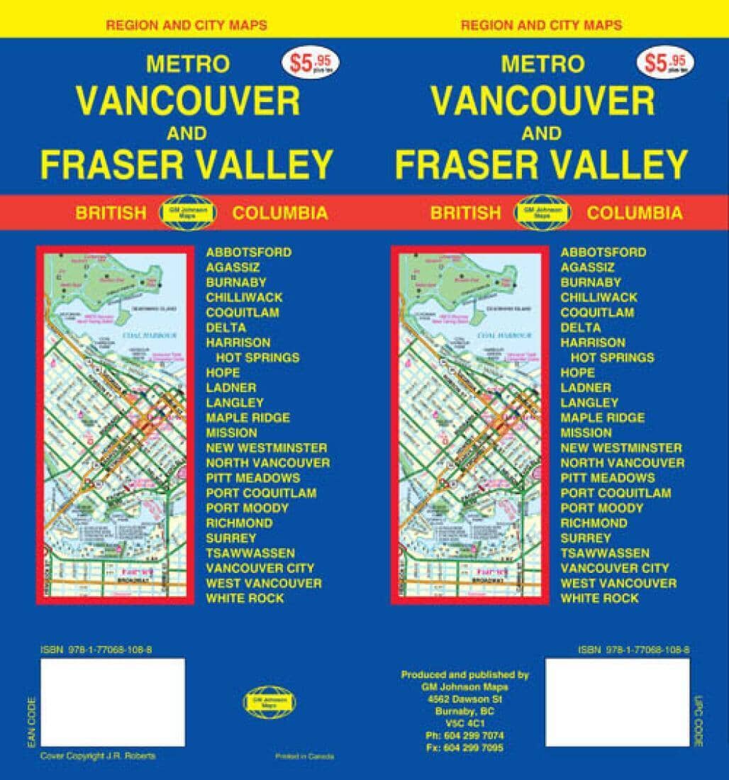 Vancouver - Région métropolitaine et vallée du Fraser - Canada | GM Johnson plan de ville GM Johnson Default Title