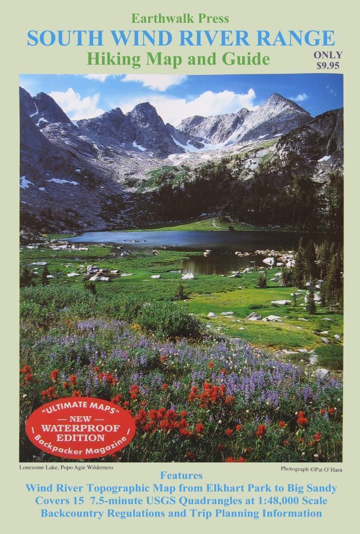 Wind River Range, Wyoming, sud, imperméable à l'eau | Earthwalk Press carte de randonnée Earthwalk Press