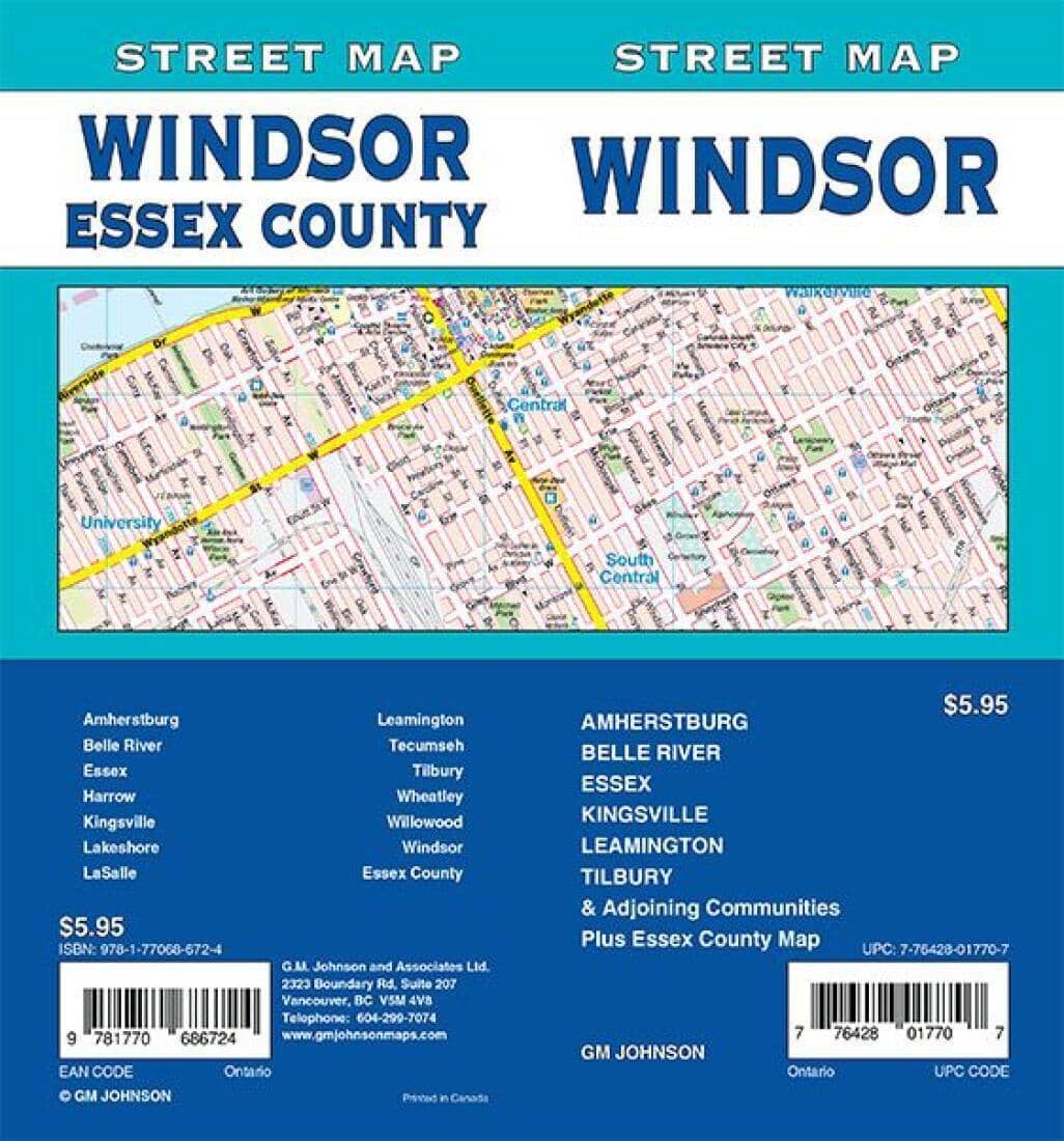 Windsor / Comté d'Essex - Carte routière de l'Ontario | GM Johnson plan de ville GM Johnson Default Title