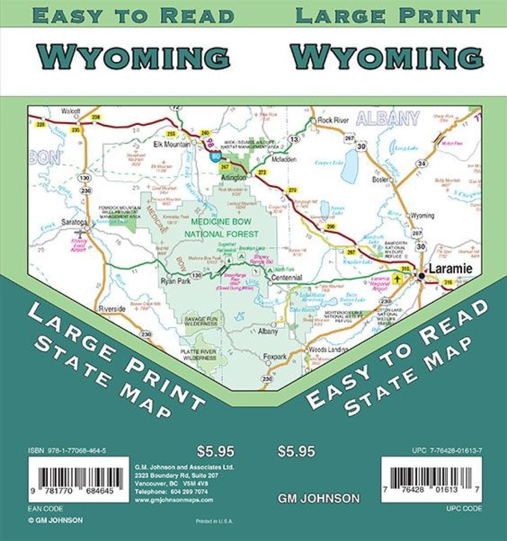 Wyoming - Carte d'Etat en gros caractères | GM Johnson carte routière GM Johnson Default Title