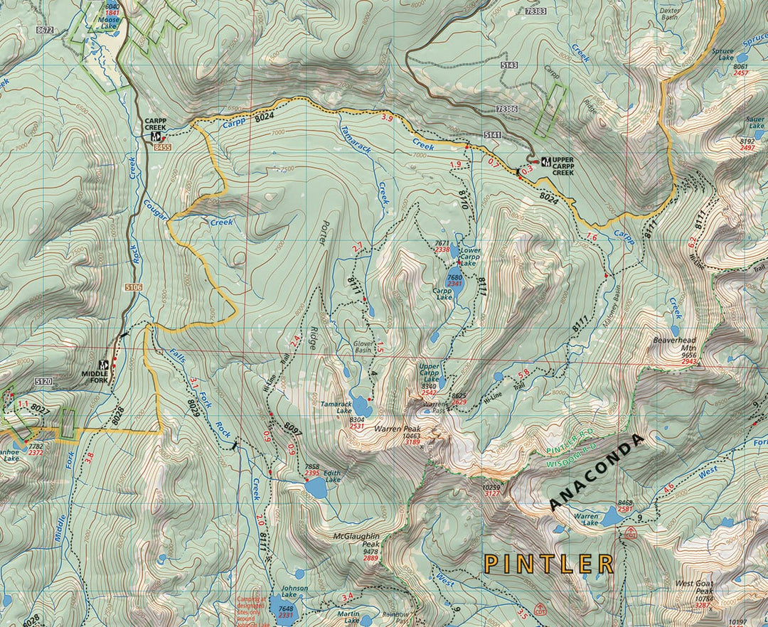 Zone de nature sauvage d'Anaconda Pintler (Montana) | Cairn Cartographics carte pliée Cairn Cartographics 